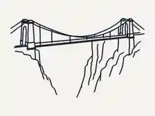 Line drawing of a bridge over the gorge in Constantine