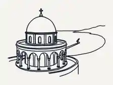 Line drawing of Santa Cruz above the bay of Oran