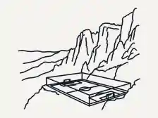 Line drawing of a soccer pitch below the Djurdjura cliffs in Tizi Ouzou